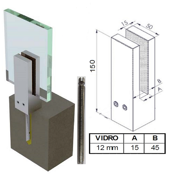 *MINI PRUMO VIDRO SGS5045 INOX 304